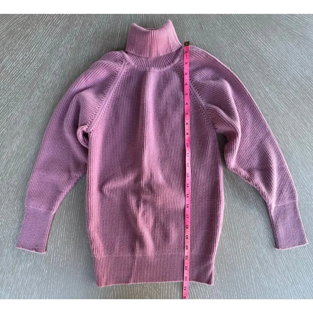 Vintage Jinma Dusty Pink 100% Pure Wool Ribbed Turtleneck Sweater